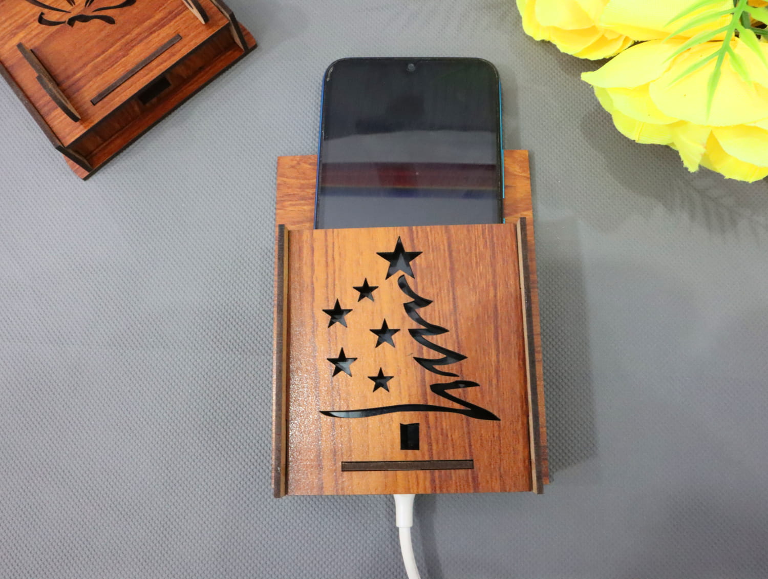 Laser Cut Christmas Tree Wall Phone Holder Mm Svg Dxf Cdr Ai Pdf Free