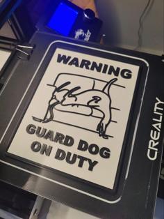 Thinner Gurad Dog Sign With Hanging Hole 3D Printer Model