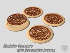 Modular Coasters With Decorative Insert 3D Printer Model