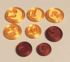 Euro And Cent Coins For Children 3D Printer Model