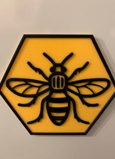 Manchester Bee In Hexagon 3D Printer Model