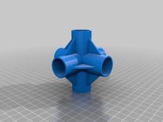 Customizable 6-way Elbow For Joining PVC Pipe (Solid) 3D Printer Model