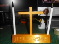 Jesus Saves Cross – Pen Holder 3D Printer Model