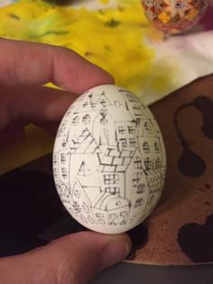 Laser Cut Eggbot Design Hand Drawn City