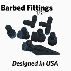 Barb Fittings, 1/2", For Swing Pipe (w/ NPT Screw-in Options) 3D Printer Model