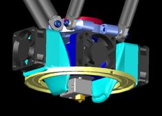 Fan Shroud, Dual Cooling Fan Mounts, + Ring LED Mount For E3D V6 Hotend. 3D Printer Model