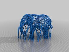 Low Poly Elephant Wireframe Style 3D Printer Model