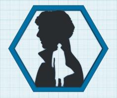 Sherlock Holmes Silhouette Hex Coaster 3D Printer Model