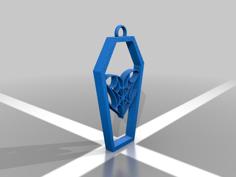 Spiderweb Heart Coffin Earring 3D Printer Model