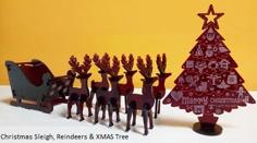 Laser Cut Christmas Sleigh & Reindeer