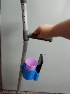 Crutches: Cup Holder And Phone Holder 3D Printer Model