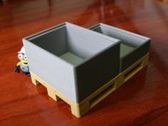 Container Box, 1/2, 80x60x40mm, V2, Pallet Compatible, Stackable. 3D Printer Model