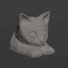 Low Poly Cat Symmetric 3D Printer Model