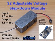 Adjustable Voltage Step Down Box: Output 1.5-35V LM2596 3D Printer Model