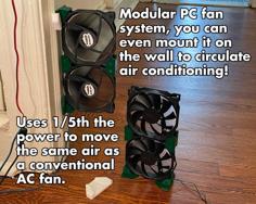 Modular 120mm PC Fan System For Desk Or Wall Mounted Air Mover. Great For Circulating Air Conditioning To Keep Cool. 3D Printer Model