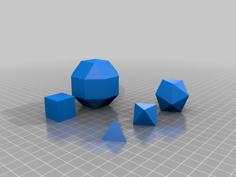 Basic Geometric Shapes D4, D6, D8, D20 And D26 3D Printer Model