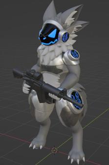 Protogen With A Gun- Protogen Figure Pose 2 3D Printer Model