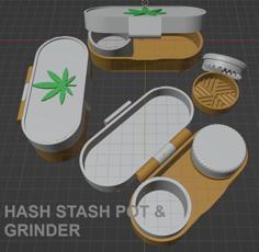 Hinged Box, Stash Box, Pot And Grinder. 3D Printer Model