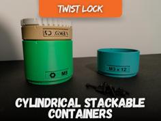 Cylindrical Stackable Containers: Organize Your Loose Items With A Twist 3D Printer Model