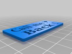 Call Me Back Key Chain 3D Printer Model