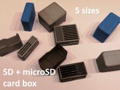 SD + MicroSD Card Box ( 5 Sizes ) 3D Printer Model