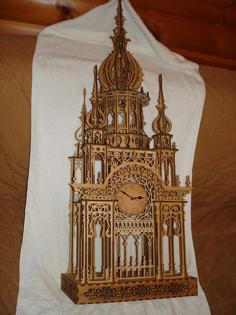 Laser Cut Cathedral Elegance Wooden Clock