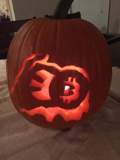 Laser Cut Bitcoin Pumpkin Carving Stencil