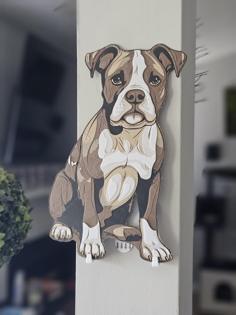 Brown Pit Bull Hueforge 3D Printed Textured Art 3D Printer Model