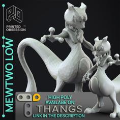 Mewtwo – Low Poly – Pokemon – Fan Art 3D Printer Model