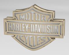 Laser Cut Harley Davidson Logo Lamp