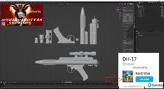 DH-17 Blaster StarWars 3dPrint No Supports 3D Printer Model