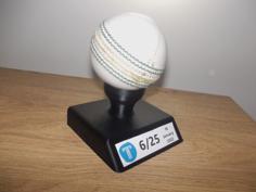 Cricket Ball Stand (with Plaque) 3D Printer Model