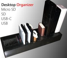 Micro SD Holder- USB, SD, TF, AND USB-C Desk Organizer 3D Printer Model