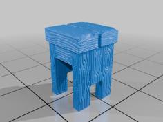 28mm DND Wooden Barstool Fantasy Terrain Miniature For Tavern Scenes MineeForm FDM 3D Print STL File 3D Printer Model