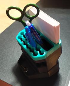 Angled Pencil Organizer (with Paper Notes Section) 3D Printer Model