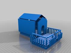 Buildable Dog House V3 (w/ Porch And Side Paneling) 3D Printer Model