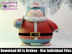 Santa Snorlax Christmas Ornament 3D Printer Model