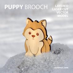 Laser Cut Puppy Brooch