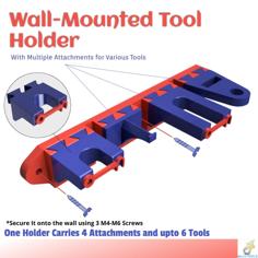 Wall-Mounted Tool Holder (With Multiple Attchments) 3D Printer Model