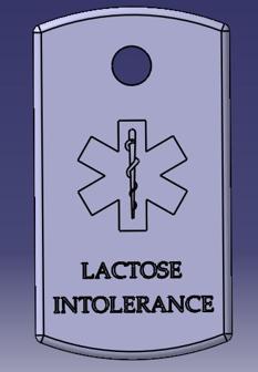 Lactose Intolerance Medical Tag 3D Printer Model