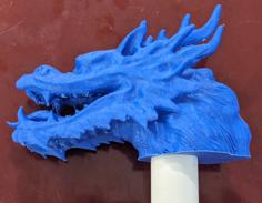 Dragon Head Flagpole Cane 3D Printer Model