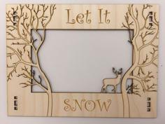 Laser Cut Holiday / Christmas Frame W/ Deer