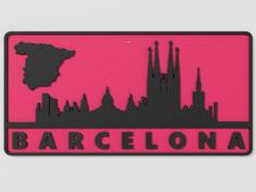 Wall Plate Skyline – Barcelona 3D Printer Model