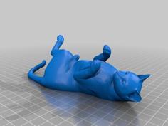 Playful Cat On His Back 3D Printer Model