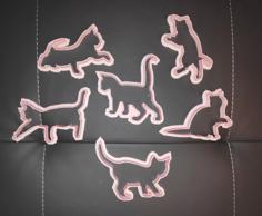 Thinner Cat Cookie Cutters – 6 Pack 3D Printer Model