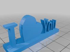 I Heart You Stand Up Sign (STL) 3D Printer Model