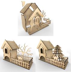 Laser Cut Tea House Tree