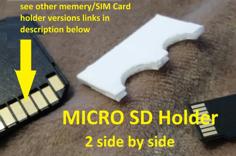 2 Side By Side Micro SD Memory Card Holder 3D Printer Model