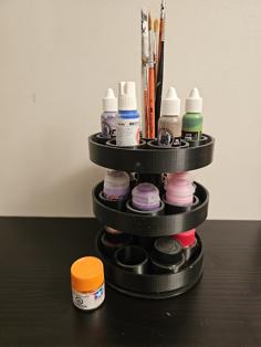 Revolving Hobby Paint And Brush Holder 3D Printer Model