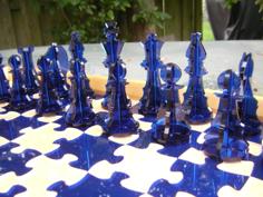 Laser Cut Chess Set Derivative With Jigsaw Chessboard